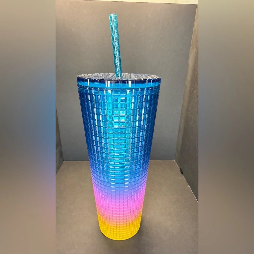 Starbucks Blue, Pink, Yellow, Studded Tumbler with Straw - Picture 4 of 9